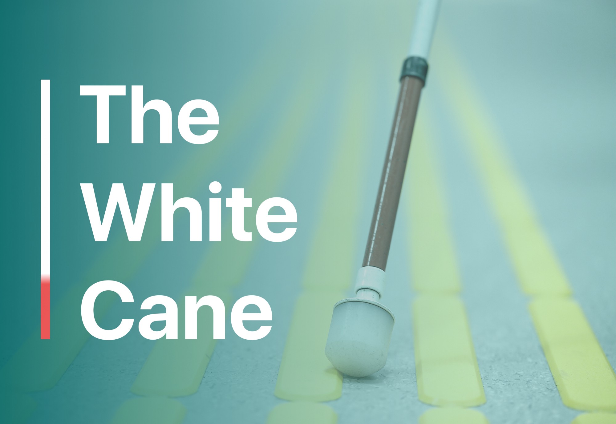 A close up of a white cane with the words ‘The White Cane’ on the side