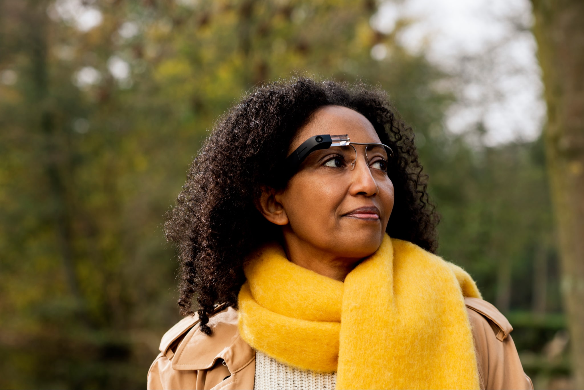 A women wearing envision glasses