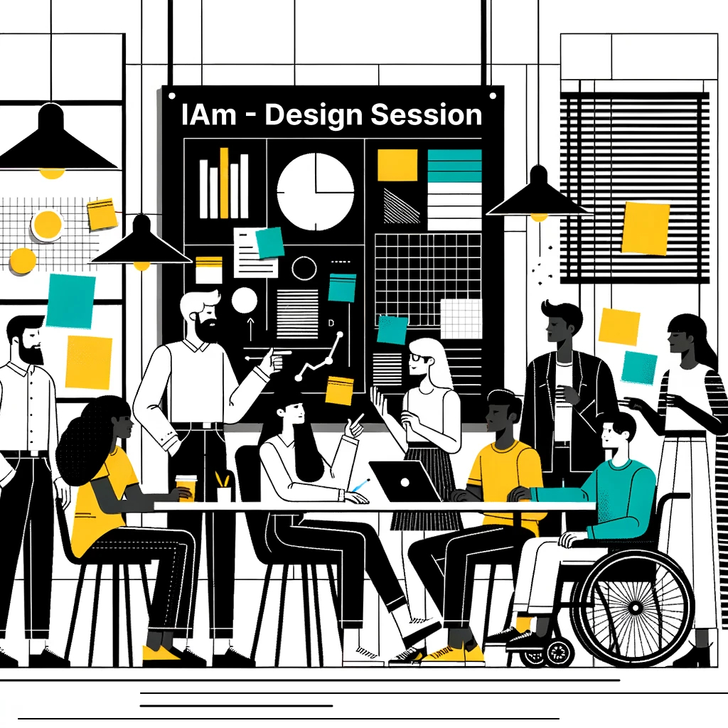 A vector drawing of a group of people talking to each other