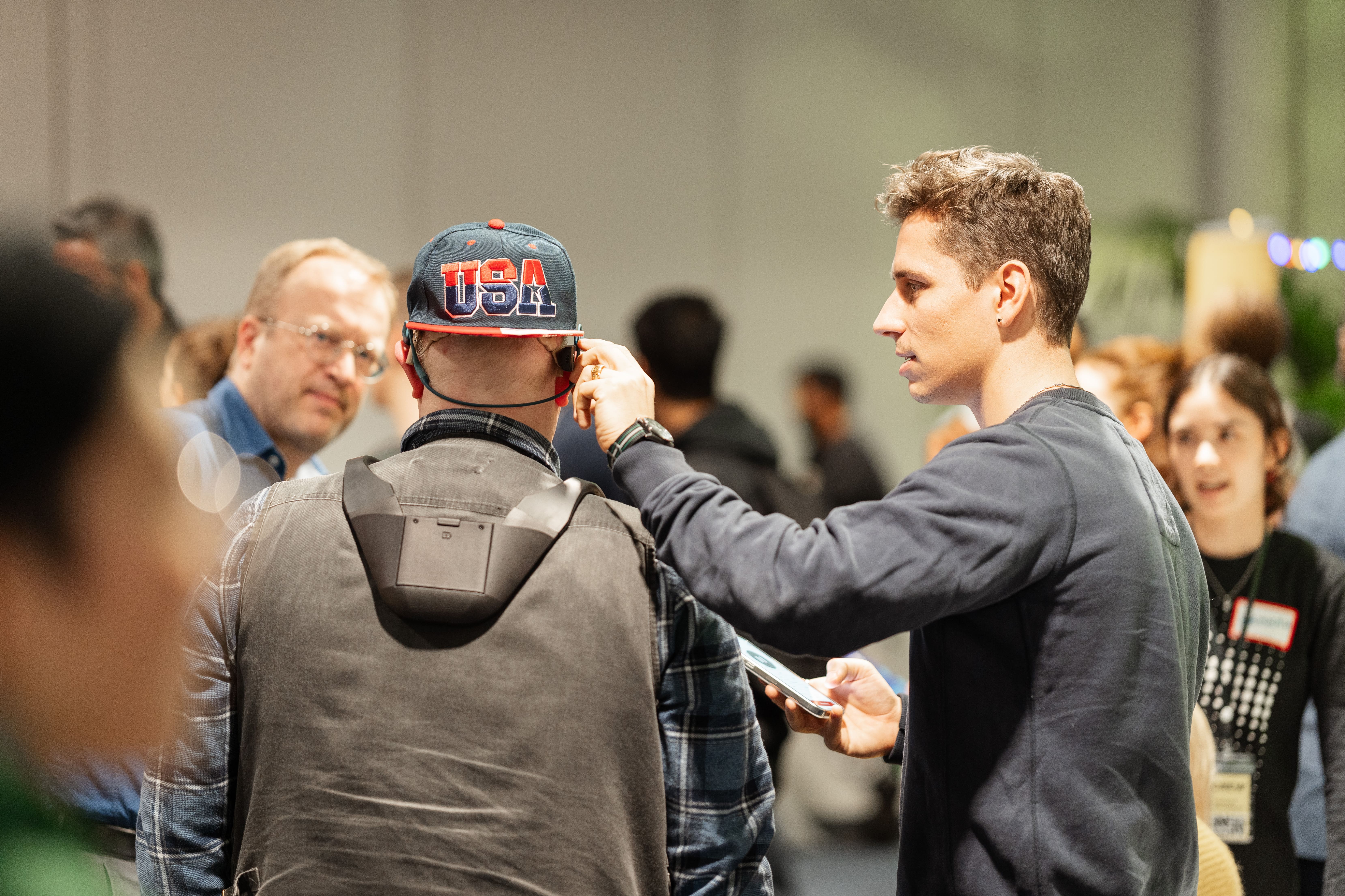 A Biped employee demonstrating the functioning of envision glasses